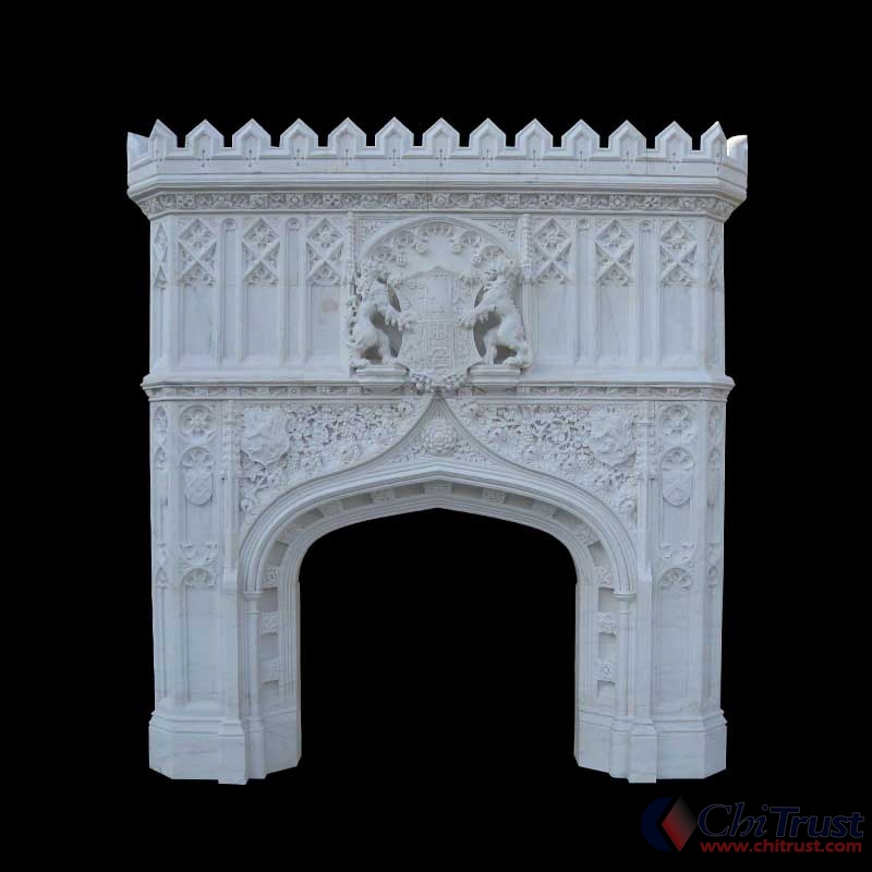 Marble stone fireplace