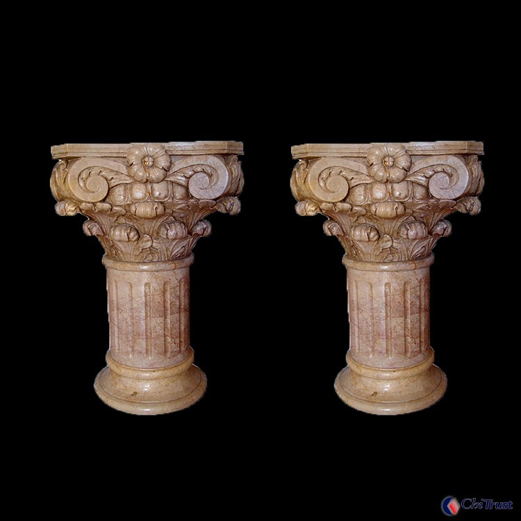 Hand carved decorative stone column